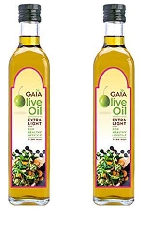 Gaia Extra Light Olive Oil 1 LTR (Pack of 2)|All Purpose Cooking Oil Packed with Essential Nutrients and Versatile Enough to Use