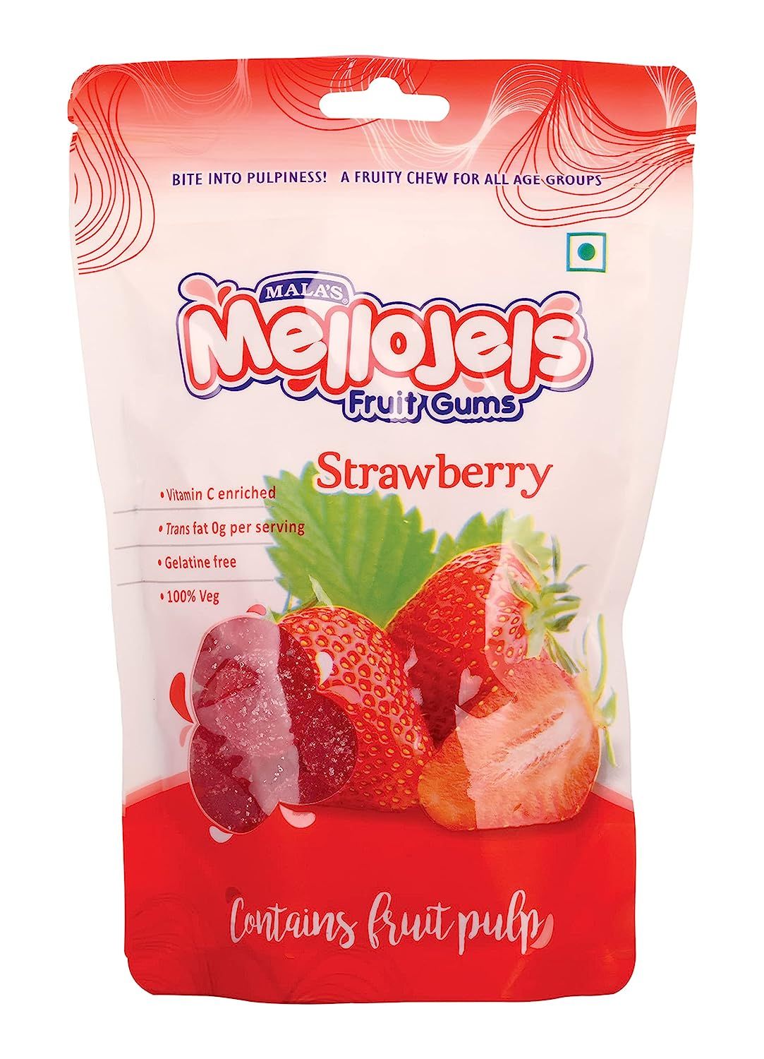 Mala's, MelloJels Fruity Candies Pack of 3, Strawberry, 450 gram