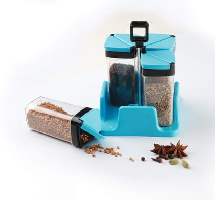 KUBAVA Plastic Spice Rack Set, Sprinkles Set (4 pieces), Pack of 1, Sky Blue