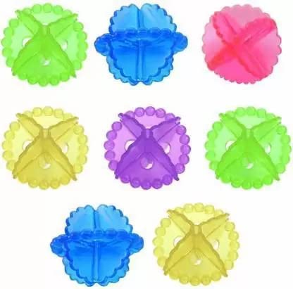 KUBAVA Silicon Round Washing Ball for Washing Machine, Multi color, Pack of 8