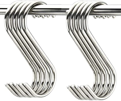 KUBAVA Stainless Steel S Shaped Hooks for Multipurpose Use, Heavy Duty, (Pack of 12)