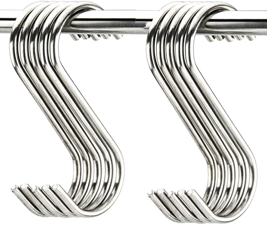 KUBAVA Stainless Steel S Shaped Hooks for Multipurpose Use, Heavy Duty, (Pack of 12)