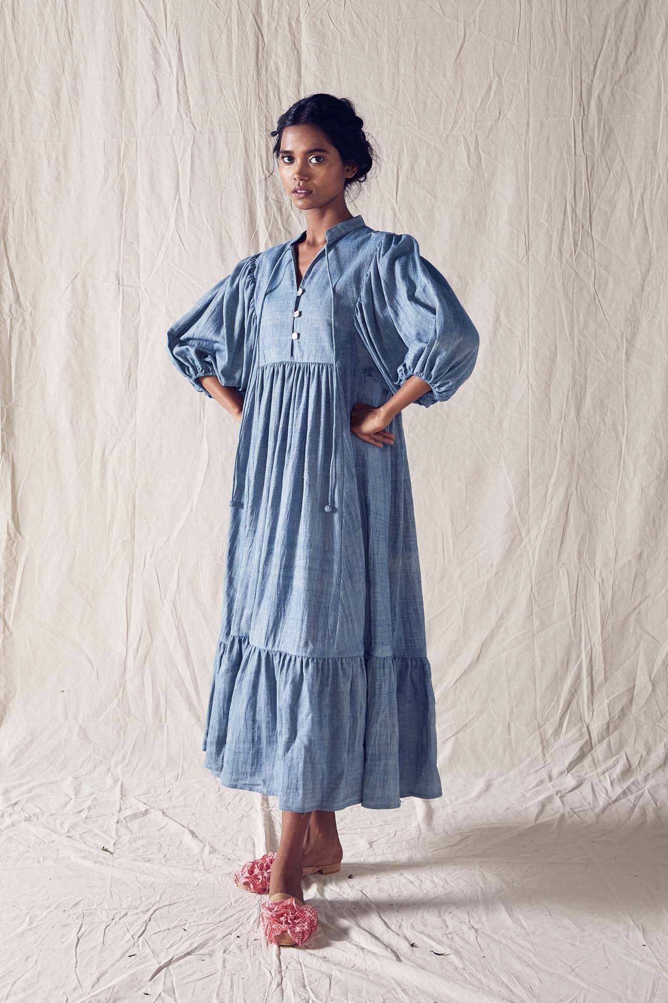 Indigo Midi Dress In Organic Cotton