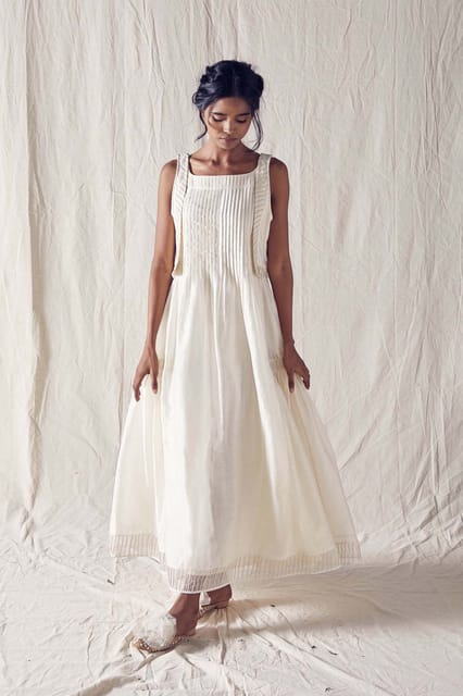Julie Sleeveless White Cotton Dress | Veronica Beard