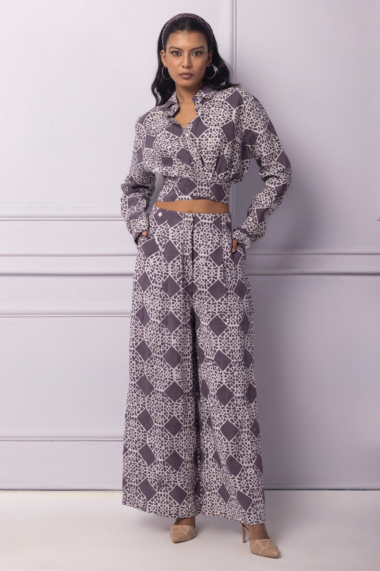 Purple Batik Printed Wrap Top