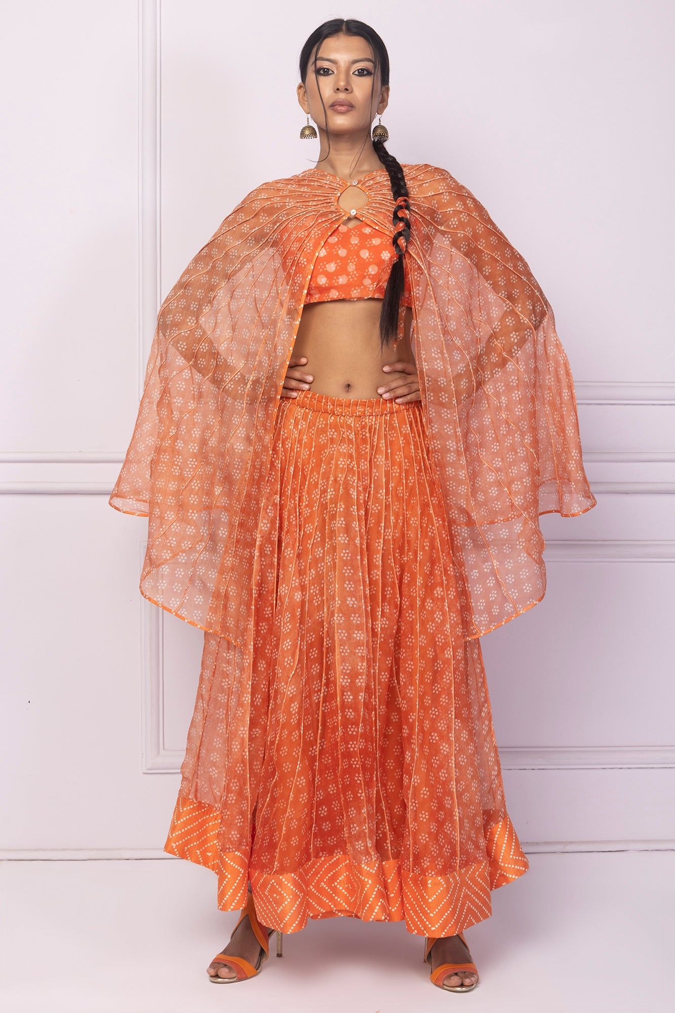 Orange  Corded Organza Cape