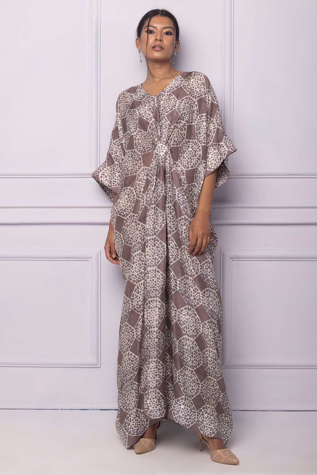 Purple Printed Silk Kaftan