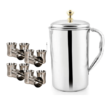 SHINI LIFESTYLE Stainless Steel Jug Set or quality steel Glass set, Water Jug, juice glass