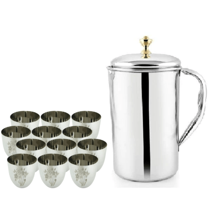 SHINI LIFESTYLE Stainless Steel Jug Set and best steel Glass set, Water Jug, juice glass