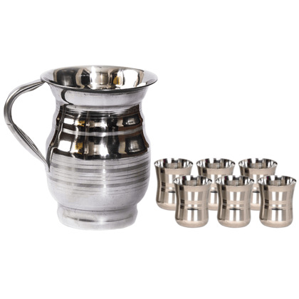 SHINI LIFESTYLE Stainless Steel Jug 0r Glass combo, Water Jug, juice glass, Steel glass set