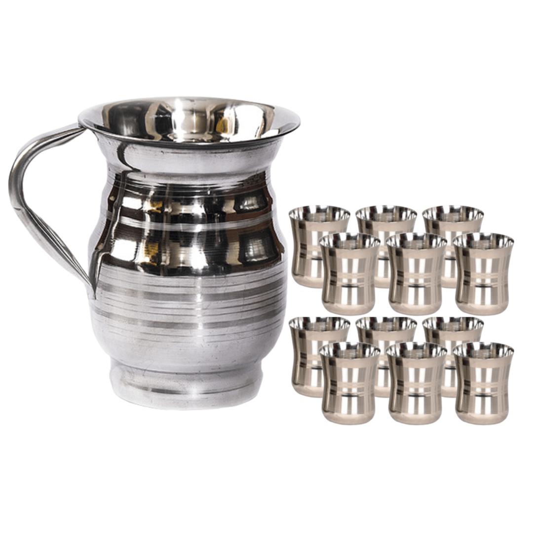 SHINI LIFESTYLE Stainless Steel Jug or Glass combo, Water Jug,glass, Steel glass set