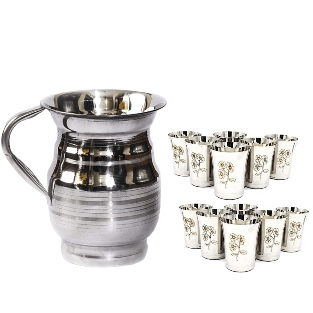 SHINI LIFESTYLE Stainless Steel Jug and Glass combo,Jug, juice glass, Steel glass set