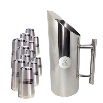 SHINI LIFESTYLE Stainless Steel Glass set or best quality steel jug, Water Jug, juice glass set