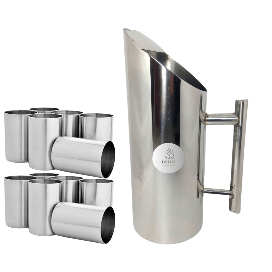 SHINI LIFESTYLE Stainless Steel Jug or best quality steel Glass set,Tumbler set,juice glass set