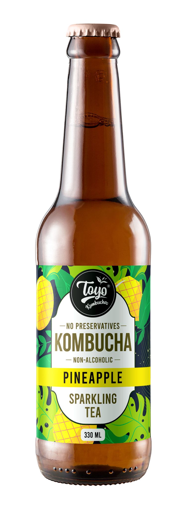 Toyo Kombucha - Sparkling Fermented Tea | Pineapple | 330ml (Pack of 6) - Rich in Probiotics and Antioxidants
