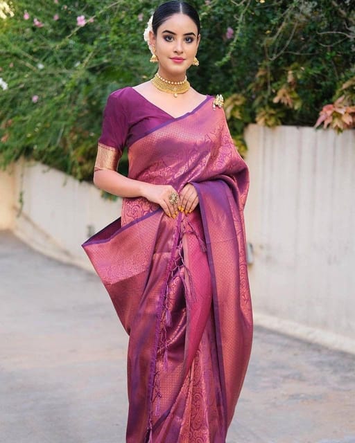Women's Rani Pink Color Banarasi Silk Zari Work Saree - Monjolika | Party  wear indian dresses, Silk sarees, Pure silk sarees