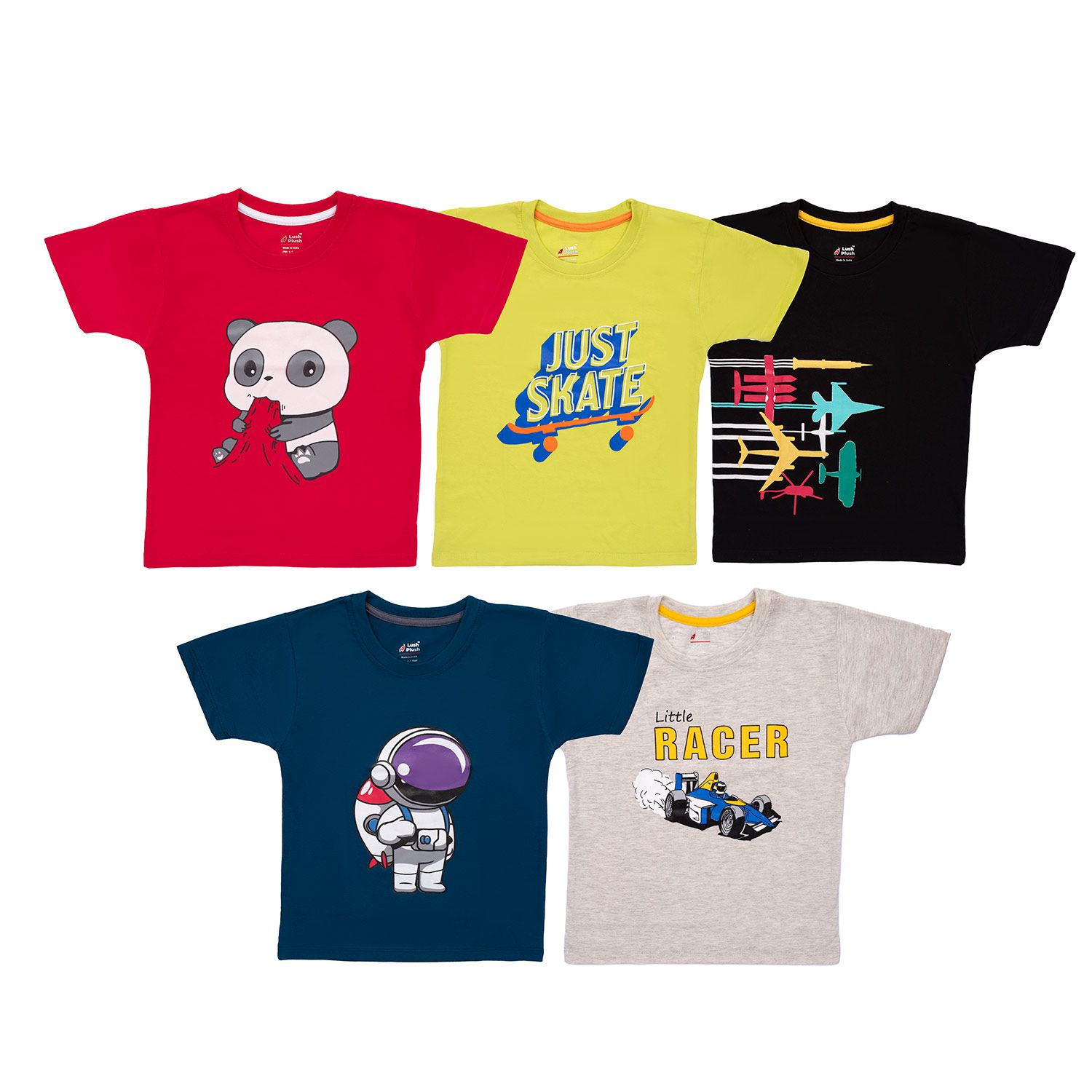 Lush Plush Boys and Girls T-Shirts (Pack of 5) Half Sleeves