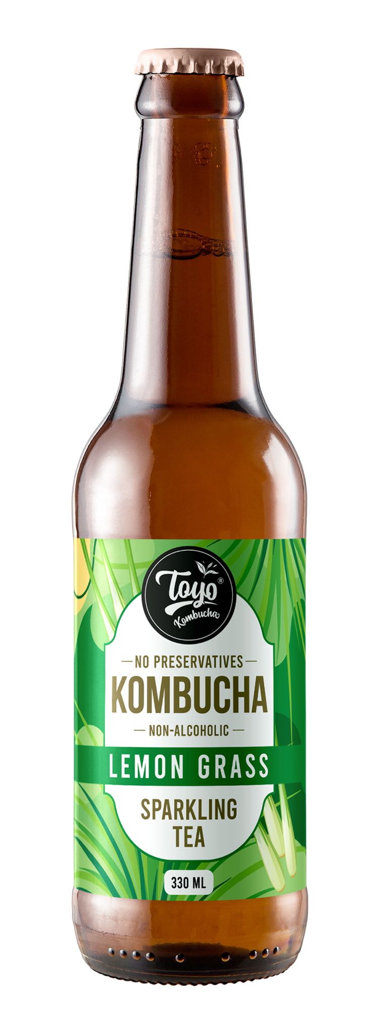 Toyo Kombucha - Sparkling Fermented Tea | Lemon Grass | 330ml (Pack of 6) - Rich in Probiotics and Antioxidants