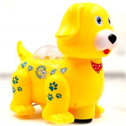 KTRS ENTERPRISE Battery Operated Rotating Barking Dog with 3D Lights Music & Bump and Go Dog Toy for Kids