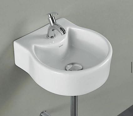 Nexa Bathware Ceramic Wall Hung Basin | Luxurious Wash basin Table Top Bathroom Sink Wash Basin Super White Colour With Glossy Finishing (13 x 14 x 5 INCH)