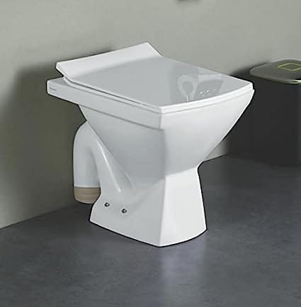 Max Pro Ceramic Floor Mounted Western Toilet Commode / Water Closet / WC / European Toilet (S Trap Outlet Is From Floor) With Soft Close Seat Cover (White)