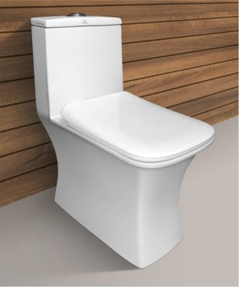 MAX PRO  VINTAGE Ceramic Floor Mounted One Piece Western Commode / Toilet / Water Closet / EWC S Trap / with Slow Motion Soft Close Slim Seat Cover (White)