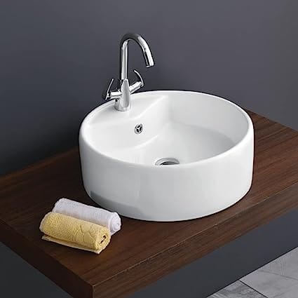 Table Top Wash Basin for Bathroom | Counter Top Wash Basin/Sink for Living Room with Pop up Drain (17.5 x 17.5 x 6.3 Inch, Solo (7004))