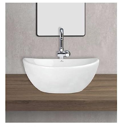 White Counter Top Wash Basin Table Top Wash Basin (Dimension 17x14x7 inch) Glossy Finish/Table Top Sink/Super White Color