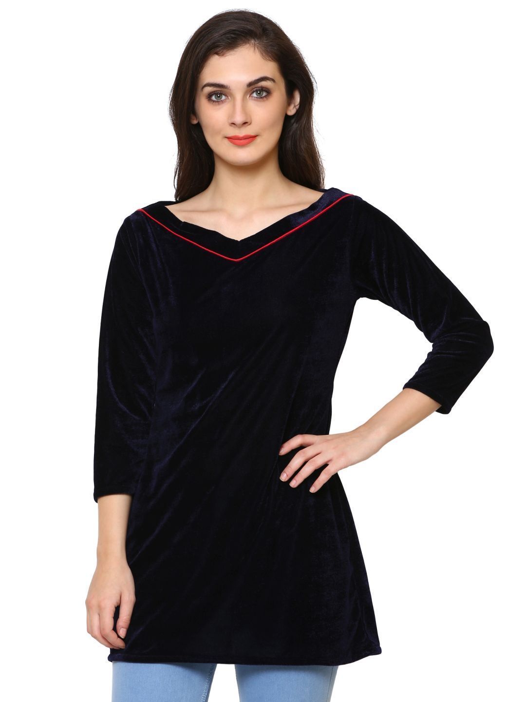 Klamotten Women's Velvet full Sleeves Top WD6N