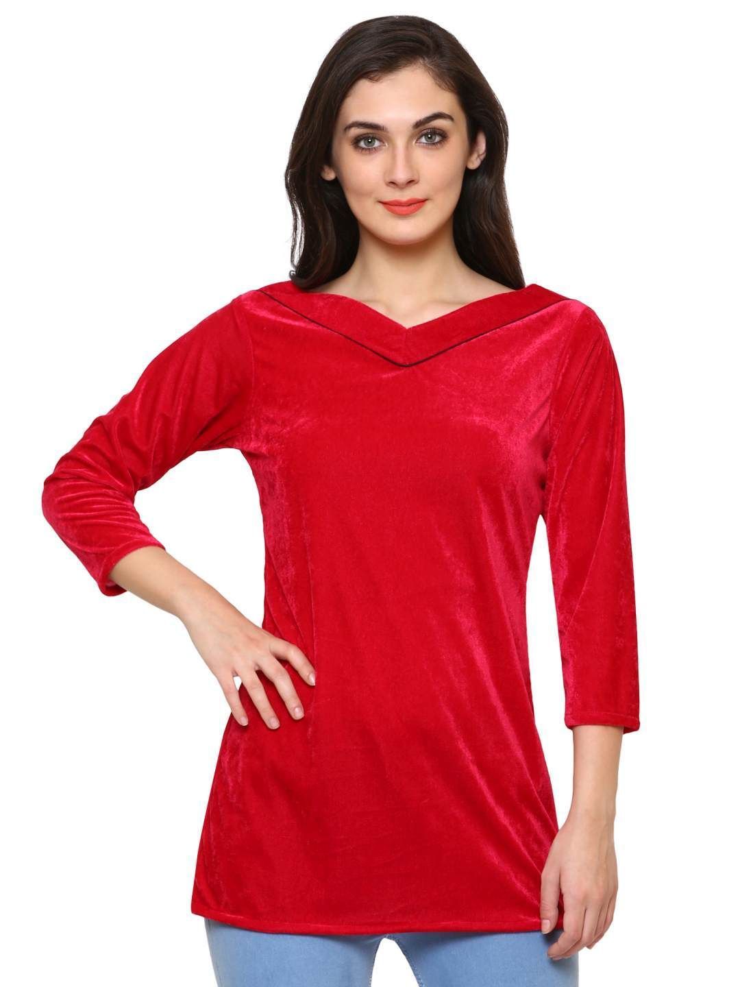 Klamotten Women's Velvet full Sleeves Top WD6C