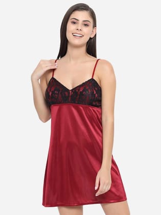 Hot Bridal Honeymoon Babydoll and Bikini Dress-Maroon-B40Ac