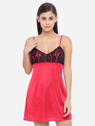 Hot Bridal Honeymoon Babydoll and Bikini Dress-Cherry Red-B40C