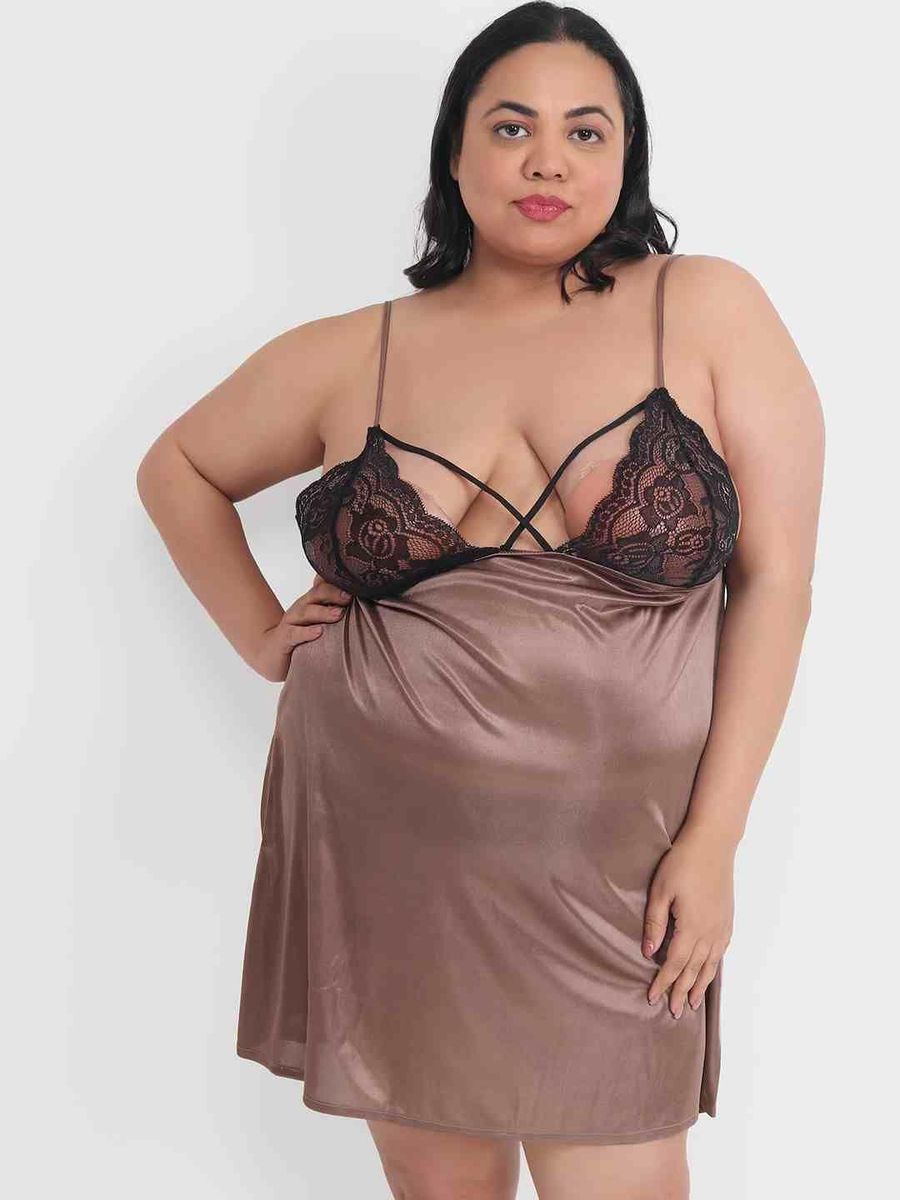 Klamotten Women s Plus Size Sexy Babydoll Dress With Lace for