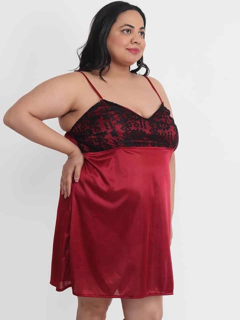 Amor Plus Size Red Chemise | Double Layer Fab Plus Size Red Lace Babydoll |  Curvy Lingerie – Perfect4U