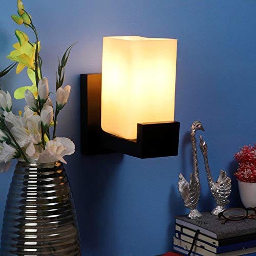 ELIANTE Wood Wall Light, Black Decorative Wood Surface Mounted Classic Sconce Antique Lamp Shade Unique Fitting for Living Room Bedroom Living Room