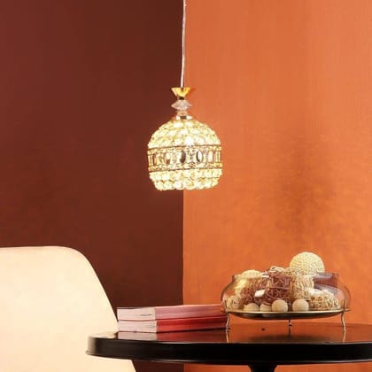 ELIANTE Iron Hanging Light Gold Base White Crystals Shade Hanging Light for Living Room, Bedroom, Dining Room, Kitchen