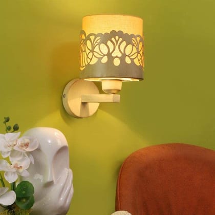 ELIANTE Cream Iron Base Yellow White Shade Wall Light - 3026-1W - Without Bulb