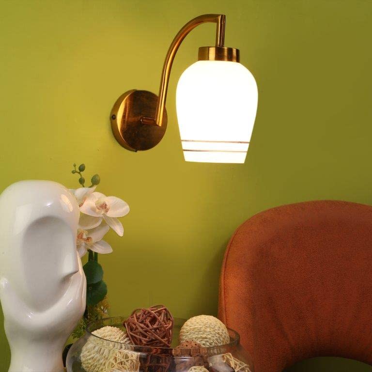 Eliante Iron Wall Light Gold Base White White Shade Wall Light for Living Room, Bedroom, Dining Room, Kitchen