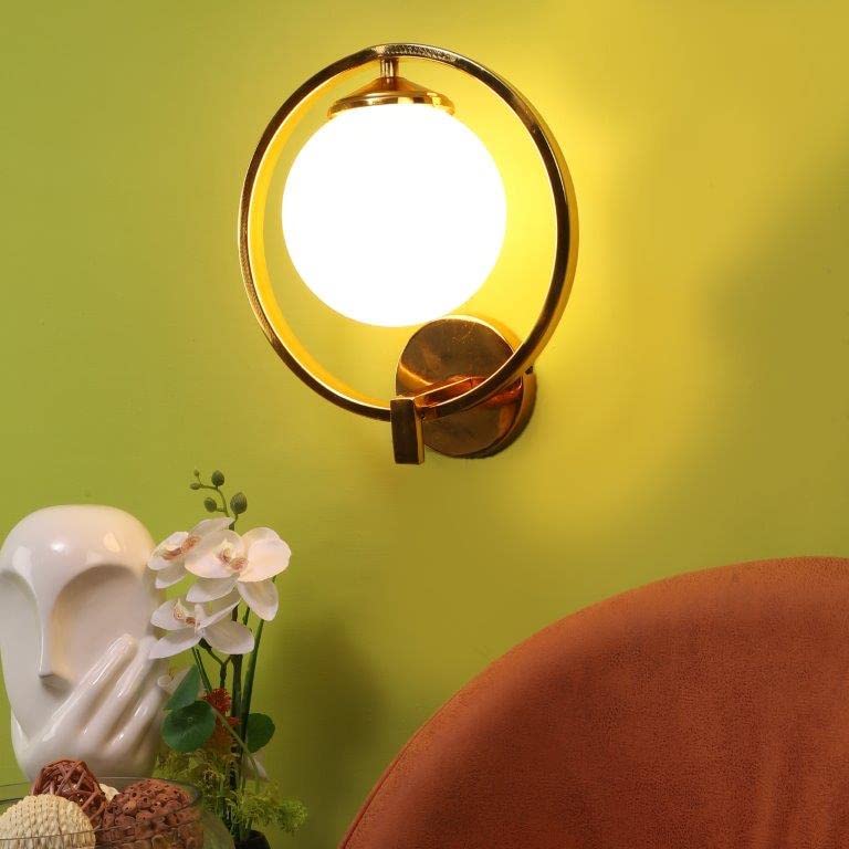 ELIANTE Iron Wall Light Gold Base White White Shade Wall Light for Living Room, Bedroom, Dining Room, Kitchen