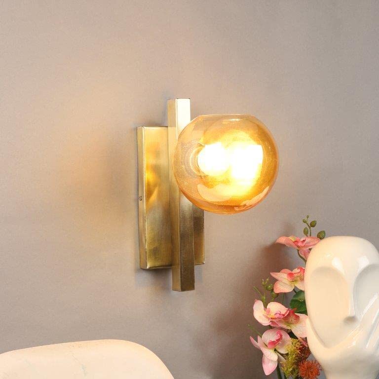 Eliante Iron Wall Light Antique Gold Base Gold Glass Shade Wall Light for Living Room, Bedroom, Dining Room, Kitchen