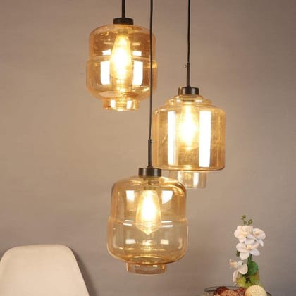 Eliante Iron Hanging Light Antique Copper Base Gold Glass Shade Hanging Light for Living Room, Bedroom, Dining Room, Kitchen