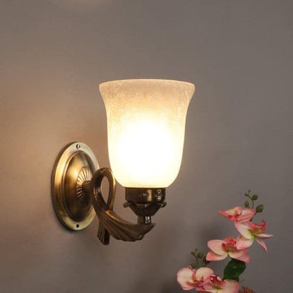 Eliante Aluminium Wall Light Antique Gold Base Crackle Glass Shade Wall Light for Living Room, Bedroom, Dining Room, Kitchen