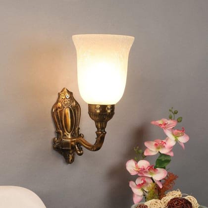 Eliante Aluminium Wall Light Antique Gold Frost Glass Shade Wall Light for Living Room, Bedroom, Dining Room, Kitchen