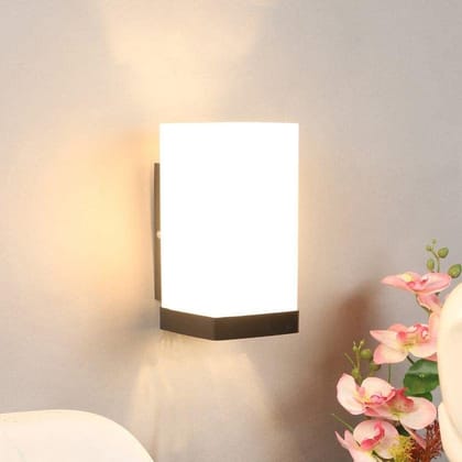 Eliante Iron Wall Light Black Base White Acrylic Shade Wall Light for Living Room, Bedroom, Dining Room, Kitchen