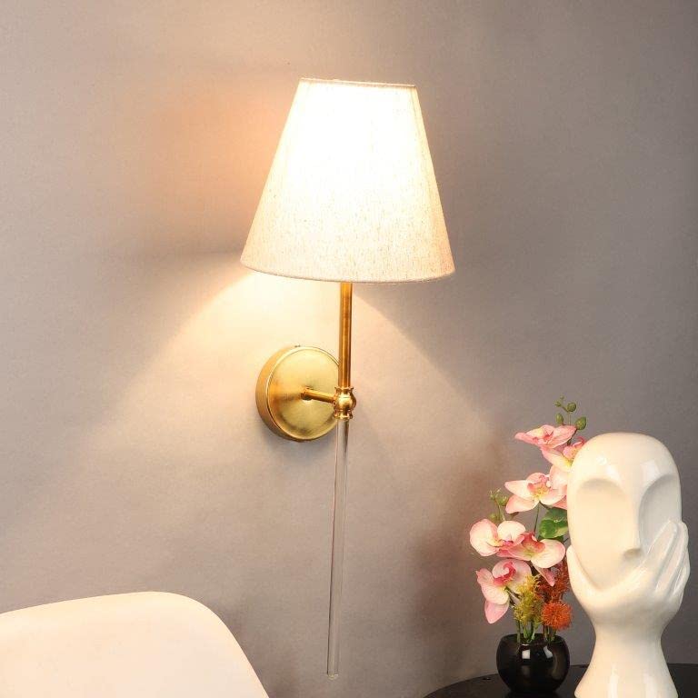 Eliante Iron Wall Light Gold Base White Fabric Shade Wall Light for Living Room, Bedroom, Dining Room, Kitchen