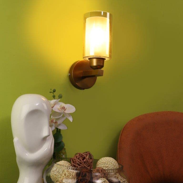 Eliante Iron Wall Light Gold Base White and Gold White Shade Wall Light for Living Room, Bedroom, Dining Room, Kitchen