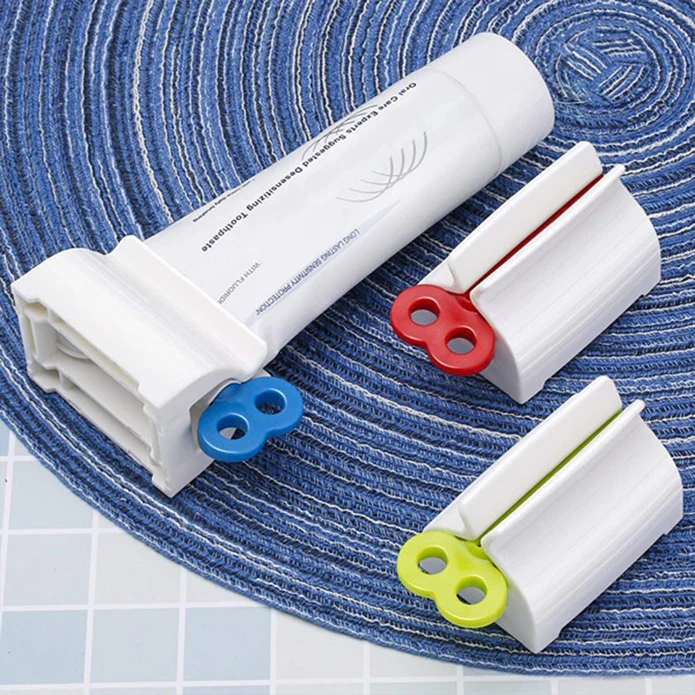 2 PCS COMBO Rolling Tube Toothpaste Squeezer Toothpaste Seat Holder Stand Rotate Toothpaste Dispenser for Bathroom - 2 pc (Random Color)