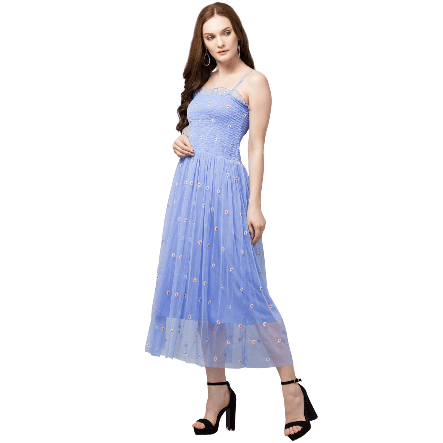 Valbone Women's Western Wear Blue Viscose Printed Dress – valbone