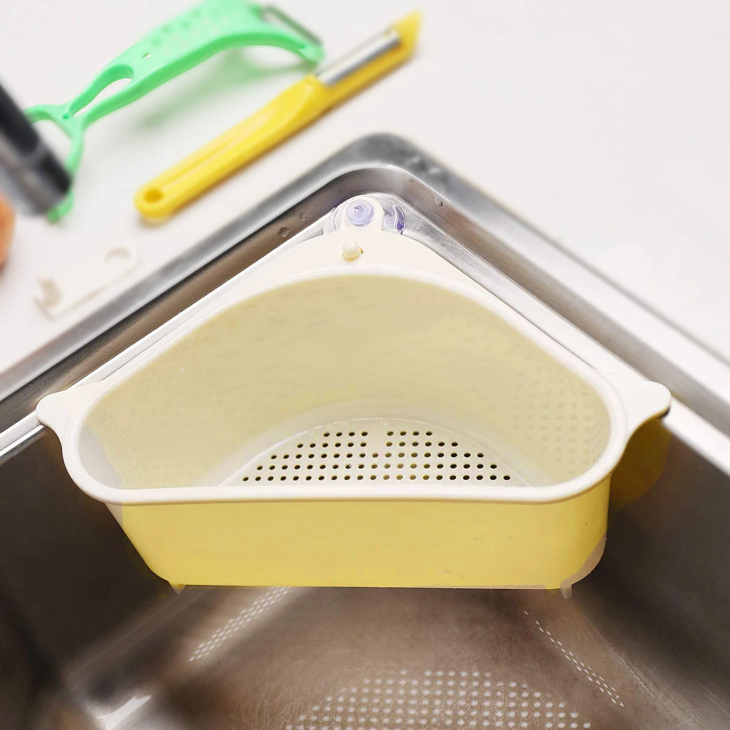 URBAN CREW Plastic Multipurpose Storage Organizer Corner Tray for Kitchen Sink Wash Basin 1 PC