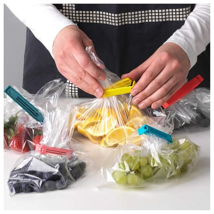 URBAN CREW 18 Pcs - 3 Different Size Plastic Food Snack Bag Pouch Clip Sealer Large, Medium, Small Plastic Snack Seal Sealing Bag Clips Vacuum Sealer (Set of 18, Multi-Color) (Multicolor)